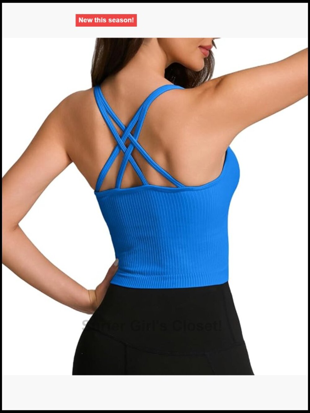 Women's Cross Back Crop Tank with Built in Bra Removable Pads Sleeveless Ribbed